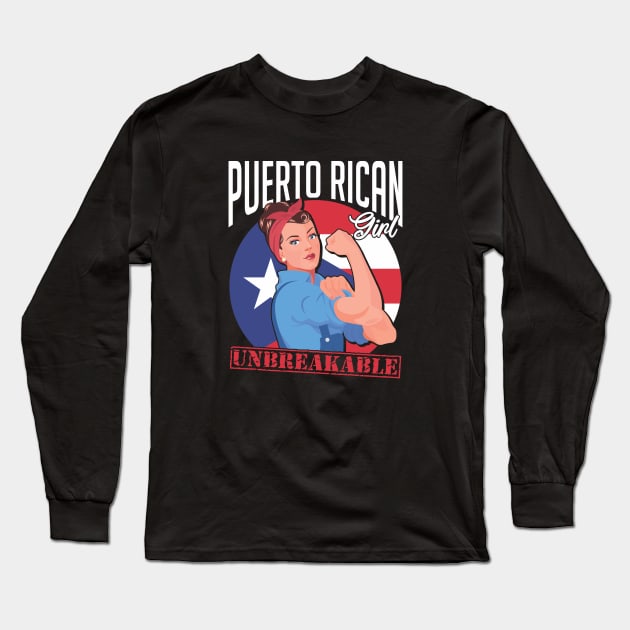 Strong Puerto Rican Girl Unbreakable Long Sleeve T-Shirt by PuertoRicoShirts